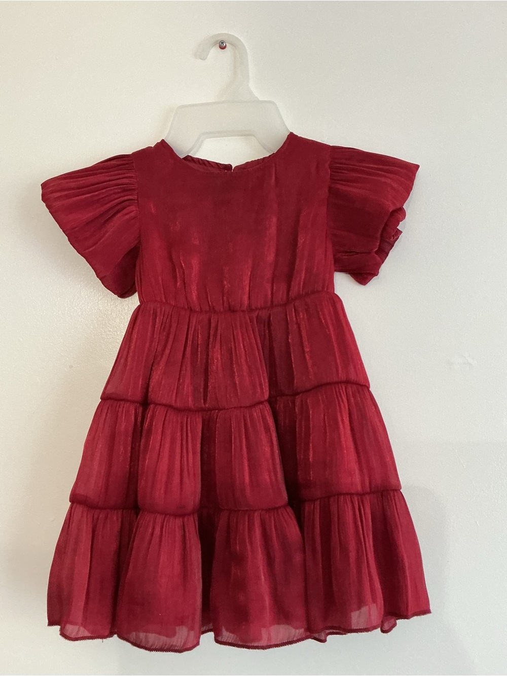 SHEIN Girls Burgundy Tiered Ruffle Dress